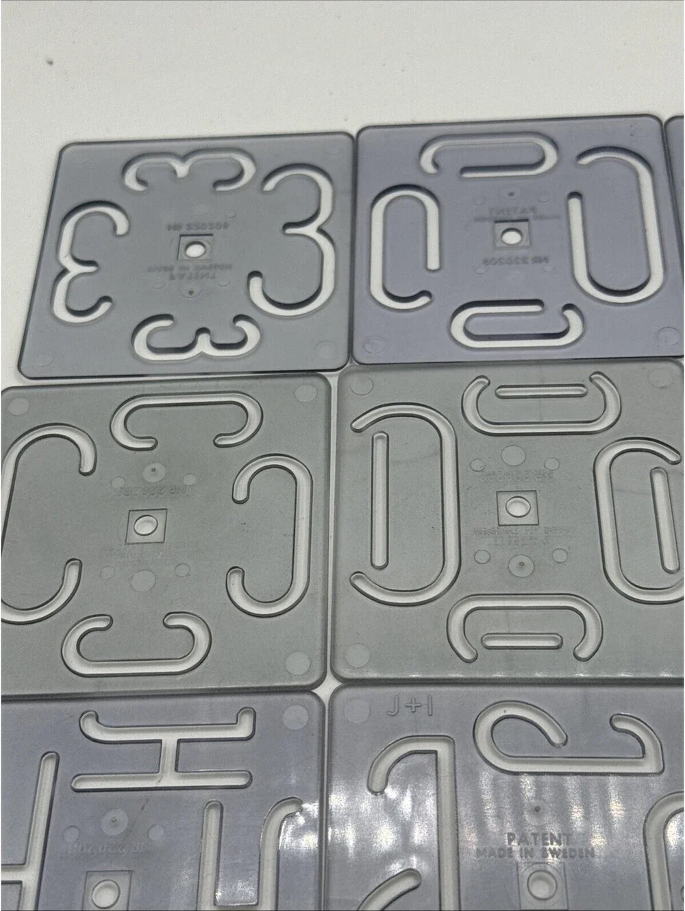 Vintage Lot 23 Elna Templates Letter Number Acrylic 3” Sewing Guides Designs